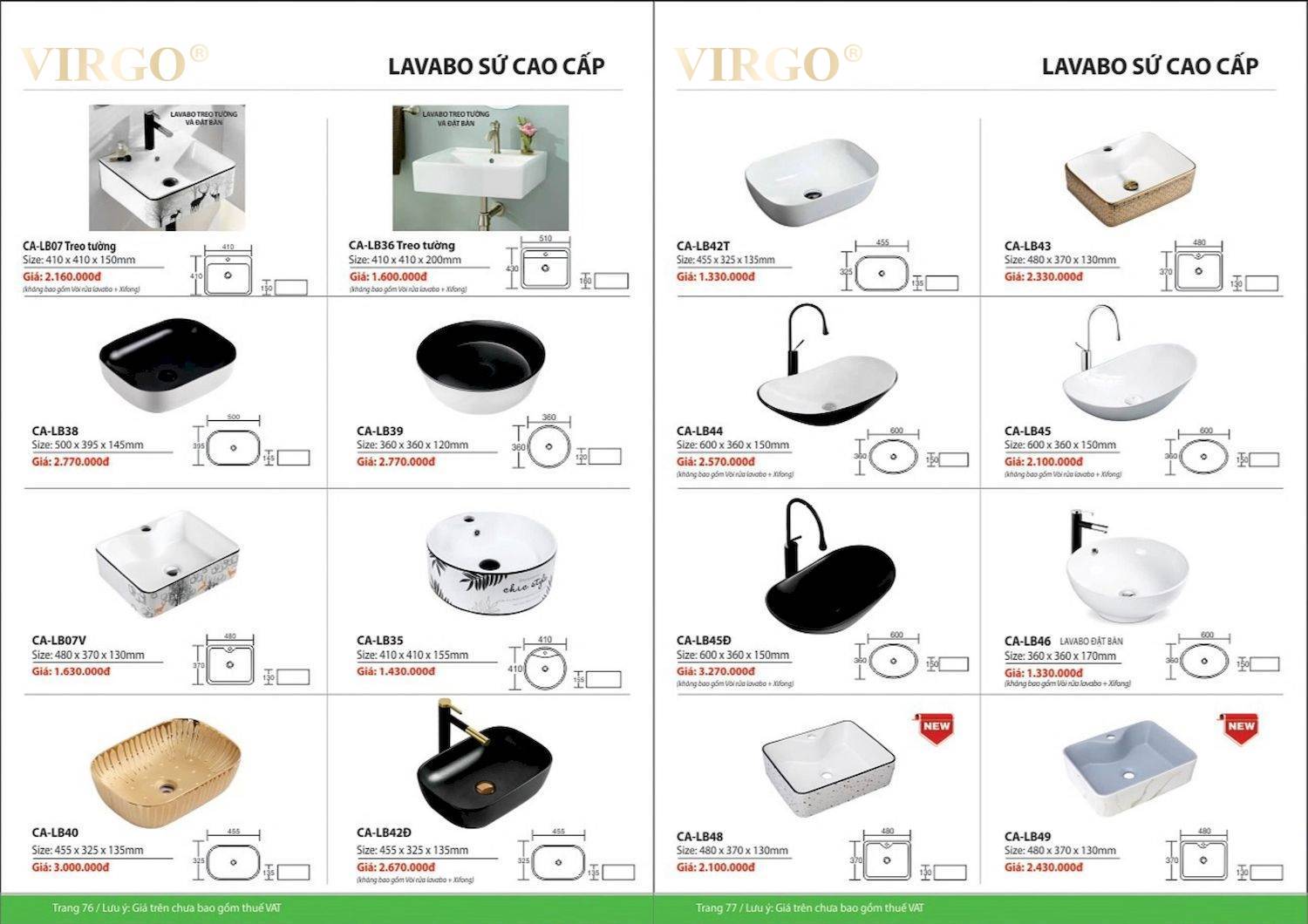 Catalogue và bảng giá Thiết bị vệ sinh VIRGO mới nhất /Page 39
